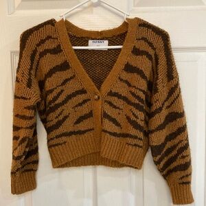 Girls Old Navy Brown and Black Cardigan Sweater
